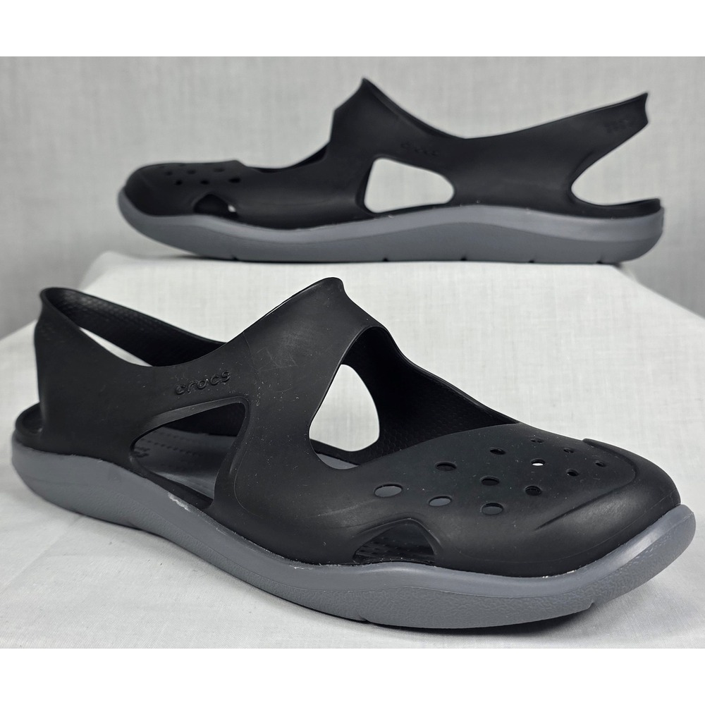 Crocs Swiftwater Mary Jane Black Charcoal Womens Sandals 203995 Size 8